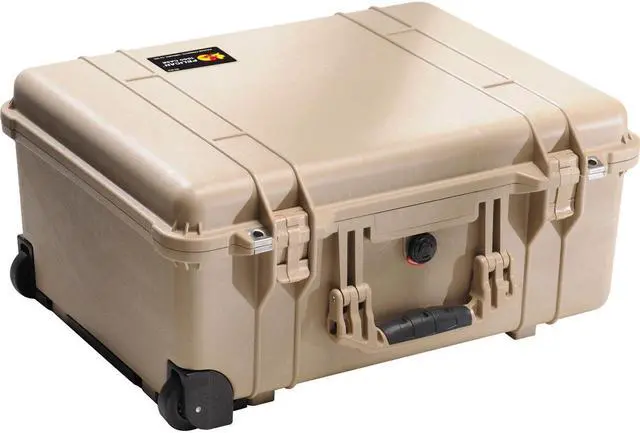 Alt view image 2 of 5 - Pelican 1560 Watertight Wheeled Hard Case with Foam, Tan, w/PC1569 Lid Organizer