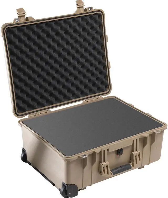 Alt view image 4 of 5 - Pelican 1560 Watertight Wheeled Hard Case with Foam, Tan, w/PC1569 Lid Organizer