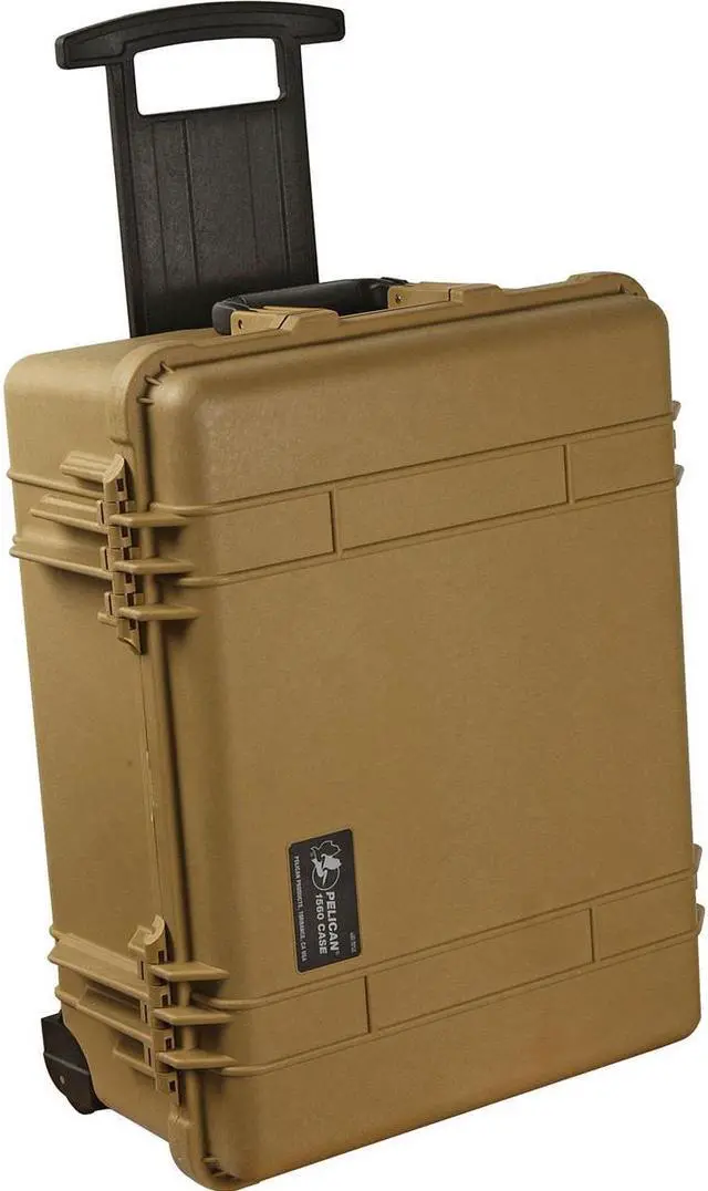 Alt view image 5 of 5 - Pelican 1560 Watertight Wheeled Hard Case with Foam, Tan, w/PC1569 Lid Organizer