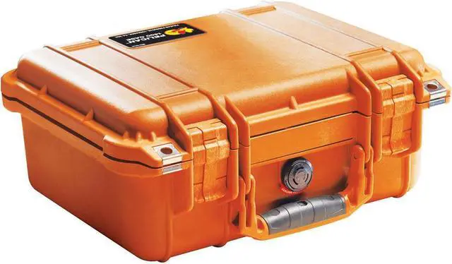 Main image of Pelican 1400 Small 13x11x6in Protector Waterproof Carry Case, Orange, No Foam