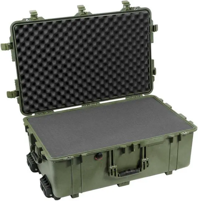 Alt view image 6 of 7 - Pelican 1650 Large Crushproof Wheeled Dry Case, 30.75x20.5x11.6in, OD Green Case