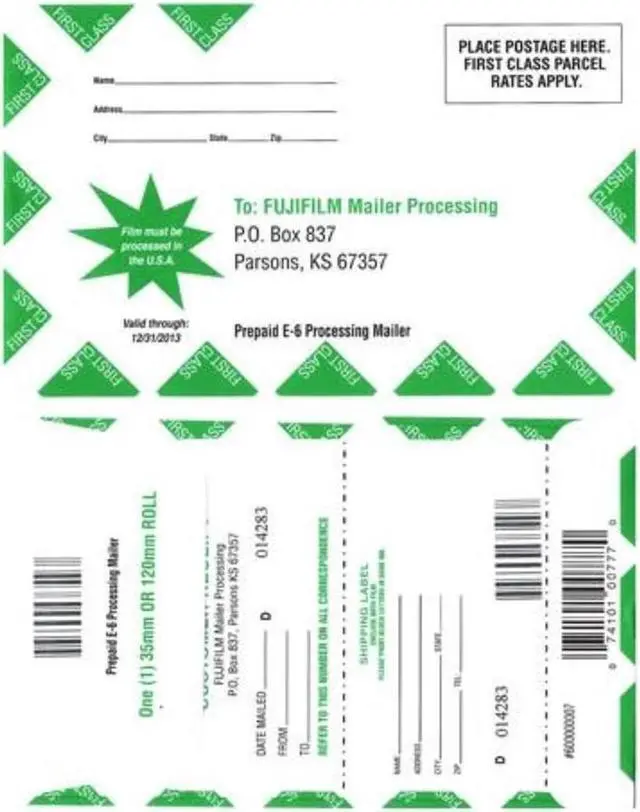 Alt view image 5 of 5 - Fujifilm Slide Processing Mailer for 35mm and 120 E6 Slide Film Mailer (1-Roll)