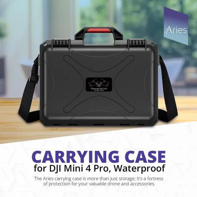 Alt view image 2 of 7 - Aries Waterproof Hard Shell Carrying Case for DJI Mini 4 Pro Drone, Black
