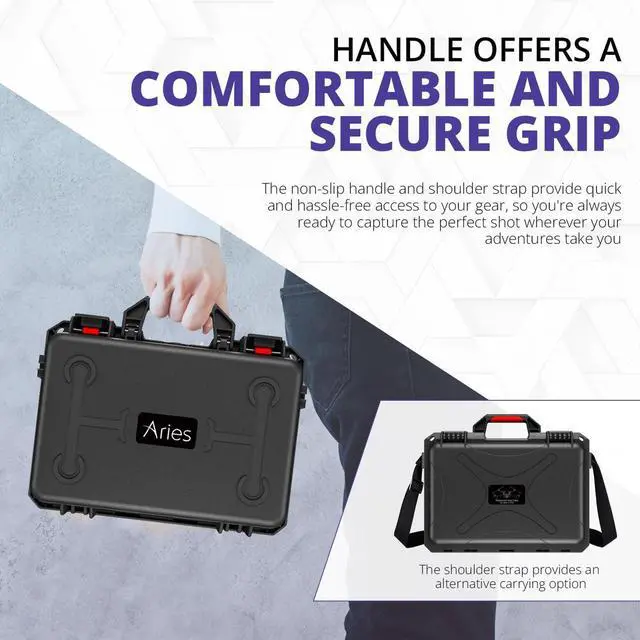 Alt view image 6 of 7 - Aries Waterproof Hard Shell Carrying Case for DJI Mini 4 Pro Drone, Black