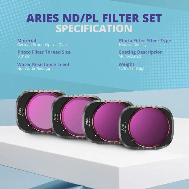 Alt view image 7 of 7 - Aries ND/PL Filter Set for DJI Mini 4 Pro Drone, 4-Pack