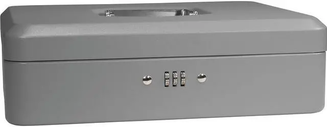 Alt view image 9 of 13 - 12 Inch Gray Cash Box with Combination Lock