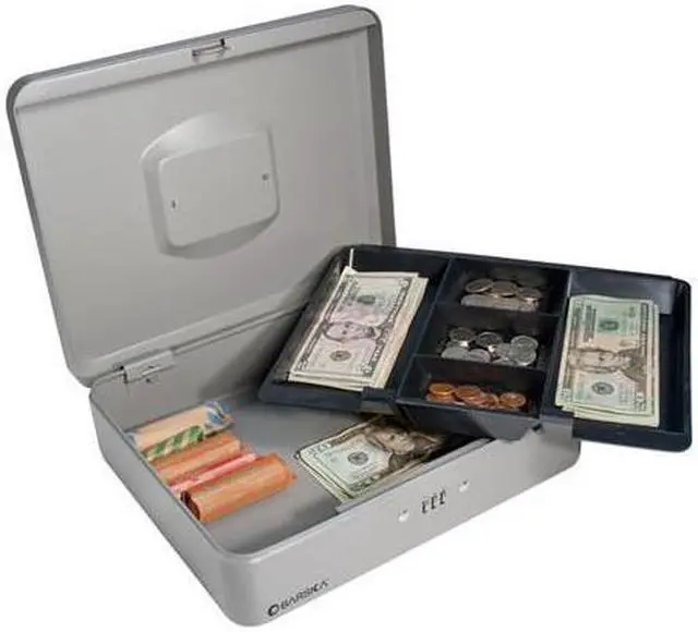 Alt view image 13 of 13 - 12 Inch Gray Cash Box with Combination Lock