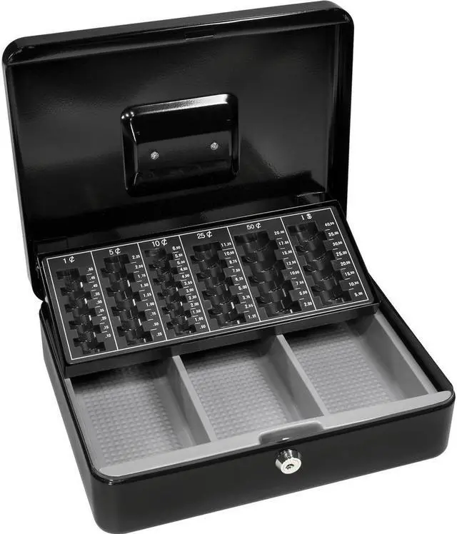 Alt view image 3 of 5 - 12 Inch Cash Box and 6 Compartment Coin Tray with Key Lock
