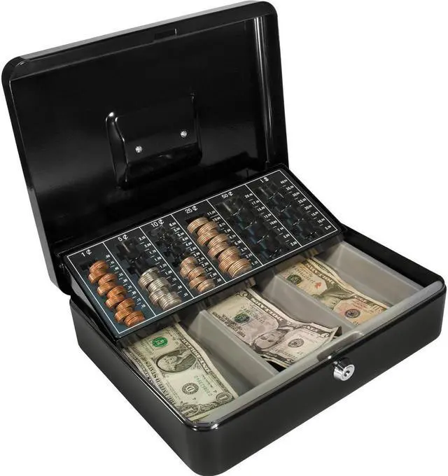 Alt view image 4 of 5 - 12 Inch Cash Box and 6 Compartment Coin Tray with Key Lock