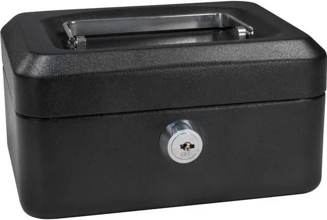 Alt view image 15 of 16 - 6 Inch Black Cash Box with Key Lock