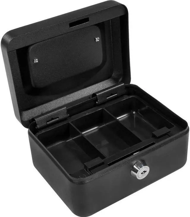 Alt view image 16 of 16 - 6 Inch Black Cash Box with Key Lock