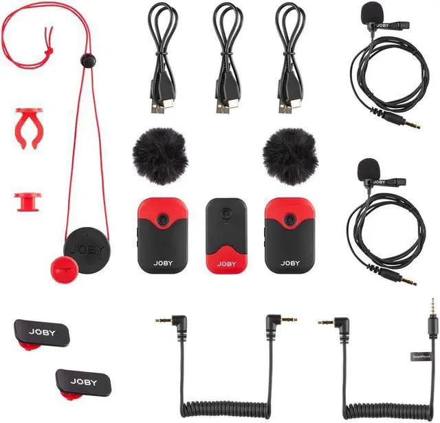 Alt view image 9 of 9 - JOBY Wavo AIR Omnidirectional Wireless Lavalier Kit, Black/Red #JB01737