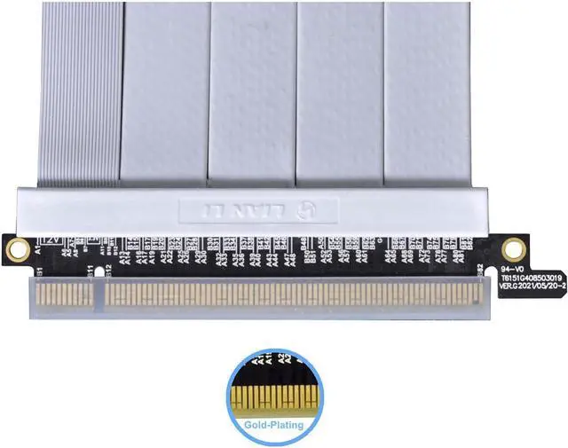 Alt view image 11 of 14 - LIAN LI Premium PCI-E 16X 4.0 White Extender Riser Cable 600 mm , White Color ---PW-PCI-4-60W