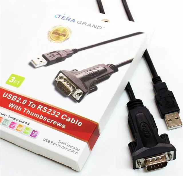 Alt view image 12 of 13 - Tera Grand - Premium USB 2.0 to RS232 Serial DB9 6' Adapter Cable - Supports Windows 10, 8, 7, Vista, XP, 2000, 98, Linux and Mac - Built with FTDI Chipset and Thumbscrews