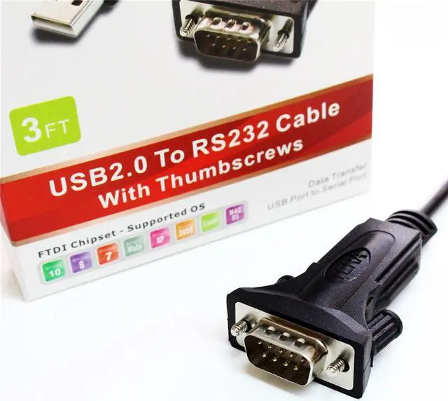 Alt view image 13 of 13 - Tera Grand - Premium USB 2.0 to RS232 Serial DB9 6' Adapter Cable - Supports Windows 10, 8, 7, Vista, XP, 2000, 98, Linux and Mac - Built with FTDI Chipset and Thumbscrews