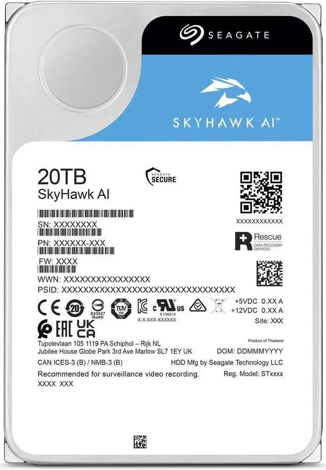 Alt view image 4 of 6 - Seagate SkyHawk AI SATA III 3.5" Internal Hard Drive #ST20000VE003
