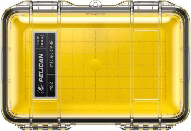 Alt view image 2 of 4 - Pelican M50 Waterproof Hard Micro Case, Medium, Clear/Yellow #M500-0270-100