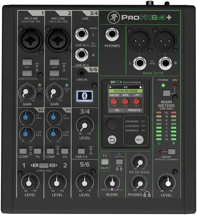 Alt view image 2 of 7 - Mackie ProFX6v3+ 6-Channel Analog Mixer with Enhanced FX, USB Recording Modes and Bluetooth