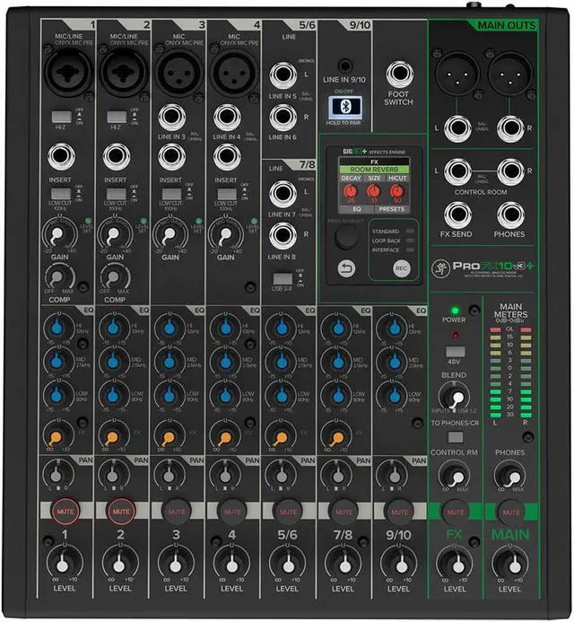 Alt view image 8 of 11 - Mackie ProFX10v3+ 10-Channel Analog Mixer with Built-In FX, USB Recording, and Bluetooth