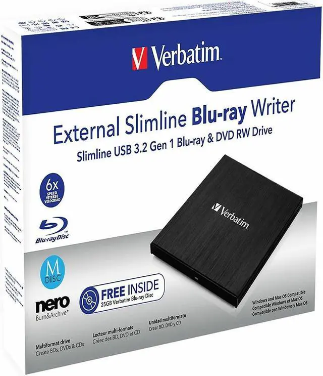 Alt view image 19 of 20 - Verbatim External Slimline Blu-Ray RW Drive - 43890 - Black