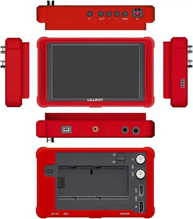 Alt view image 10 of 10 - LILLIPUT On-Camera Monitor FS5 5.4 inch 60HZ 4K HDMI 2.0 3G 3D-LUT Waveform SDI Video Assist 1920x1200 Full HD with Silicone Case