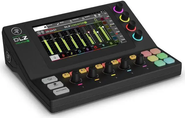 Alt view image 2 of 6 - Mackie DLZ Creator XS Compact Adaptive Digital Mixer, Bundle with AT2020 Microphone, Stand, TAPH100 Headphones and 2x XLR Cables