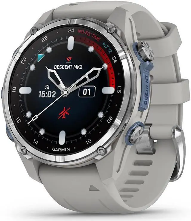 Main image of Garmin Descent Mk3 Dive 43mm GPS Smart Watch, Stainless Steel,Gray Silicone Band