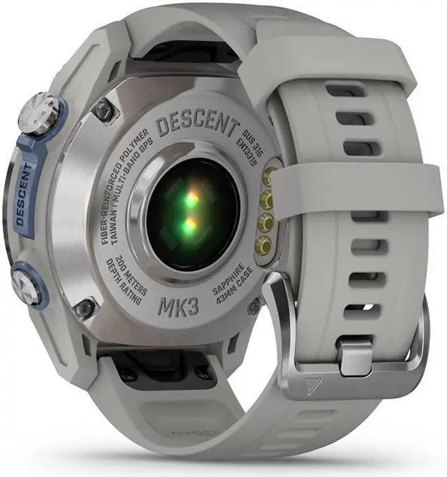 Alt view image 6 of 7 - Garmin Descent Mk3 Dive 43mm GPS Smart Watch, Stainless Steel,Gray Silicone Band