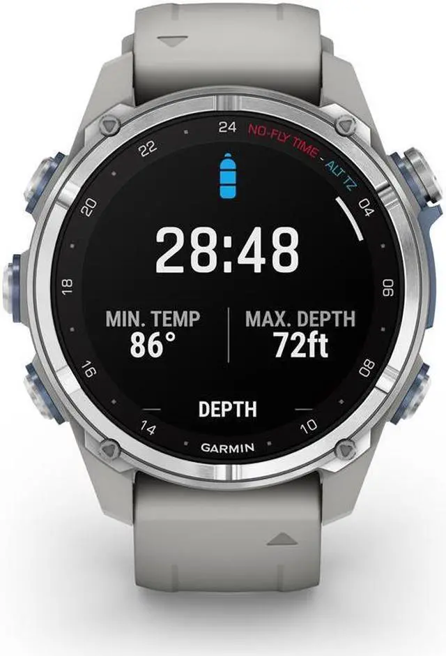 Alt view image 7 of 7 - Garmin Descent Mk3 Dive 43mm GPS Smart Watch, Stainless Steel,Gray Silicone Band