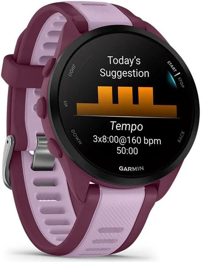 Alt view image 3 of 10 - Garmin Forerunner 165 Music, Berry/Lilac | GPS Running Smart Watch 010-02863-33