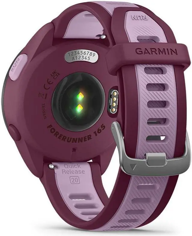 Alt view image 6 of 10 - Garmin Forerunner 165 Music, Berry/Lilac | GPS Running Smart Watch 010-02863-33
