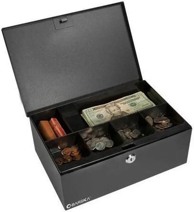Alt view image 16 of 20 - Cash Box and 6 Compartment Coin Tray with Key Lock