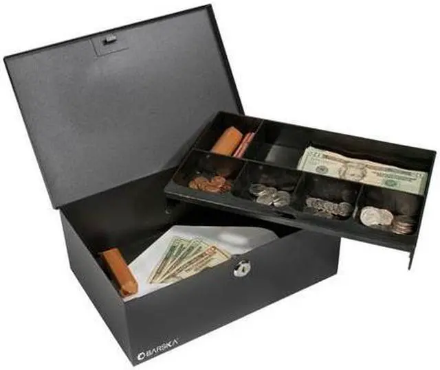 Alt view image 20 of 20 - Cash Box and 6 Compartment Coin Tray with Key Lock