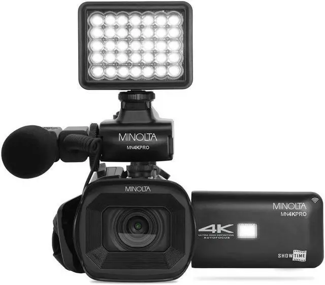 Alt view image 3 of 10 - Minolta MN4KPRO 4K60FPS Ultra HD / 64 MP Autofocus Pro Camcorder Kit w/WiFi