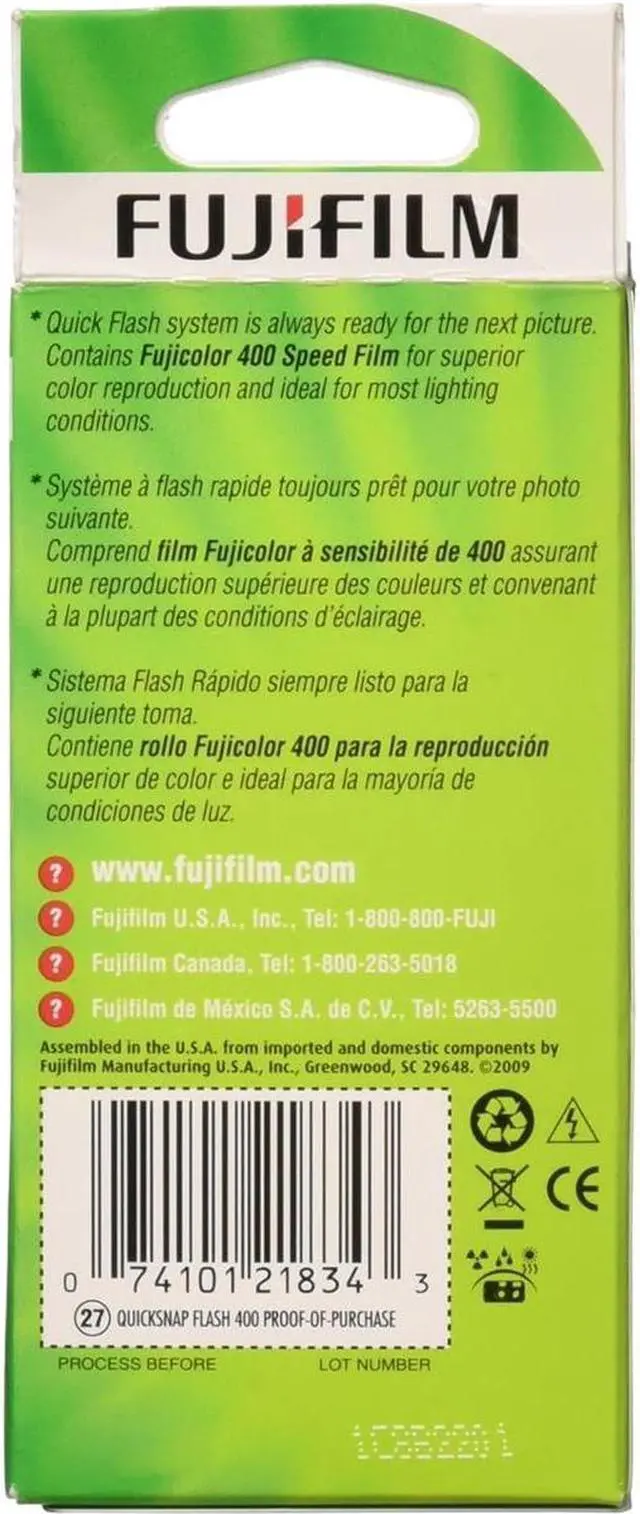 Alt view image 4 of 7 - Fujifilm QuickSnap Flash 400 One Time Use 35mm Camera with Flash, 27 Exposures