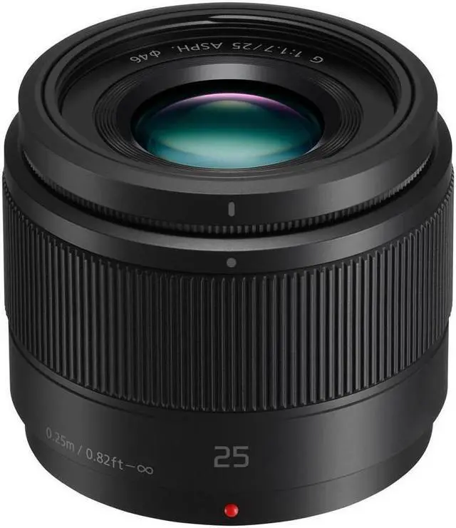 Alt view image 3 of 7 - panasonic 25mm f/1.7 lumix g aspherical lens for micro 4/3 system  bundle with soft lens case, 46mm filter kit, cleaning kit, capleash ii