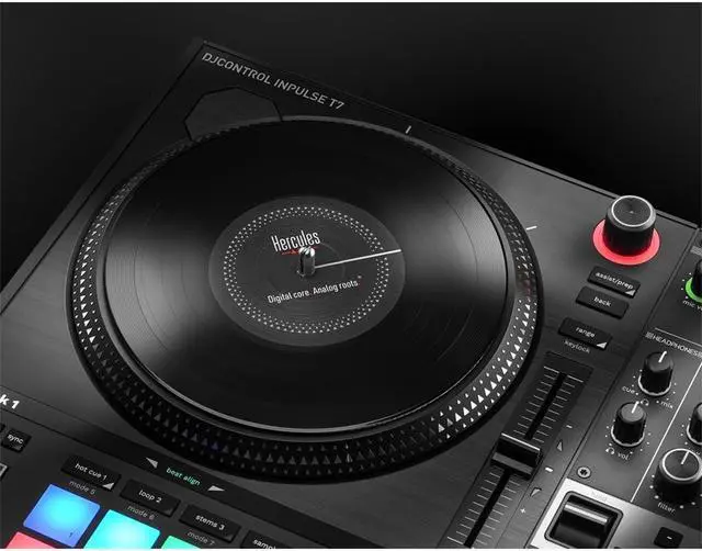 Alt view image 9 of 11 - Hercules DJControl Inpulse T7, 2 Deck Motorized DJ Controller with built in STEMS Control, Serato DJ and DJUCED included
