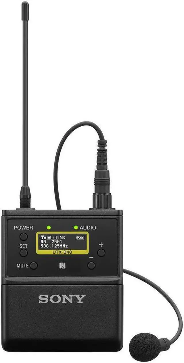 Alt view image 2 of 2 - Sony UTX-B40 Bodypack Transmitter with Omni Lavalier Mic, 14UC: 470 to 542MHz