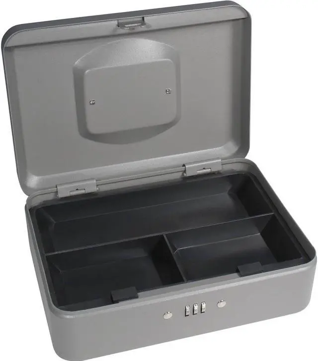 Alt view image 3 of 8 - 10 Inch Gray Cash Box with Combination Lock