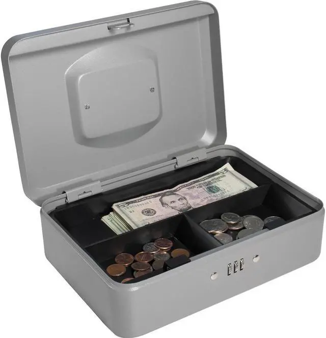 Alt view image 4 of 8 - 10 Inch Gray Cash Box with Combination Lock