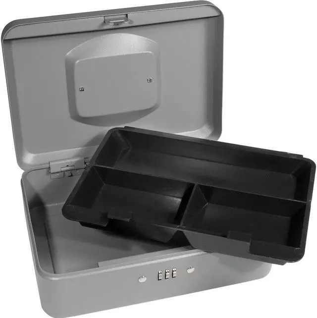 Alt view image 5 of 8 - 10 Inch Gray Cash Box with Combination Lock