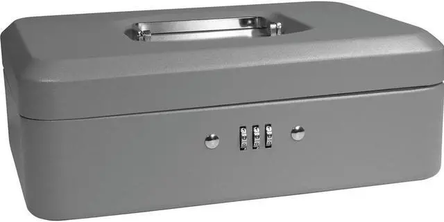 Alt view image 2 of 8 - 10 Inch Gray Cash Box with Combination Lock