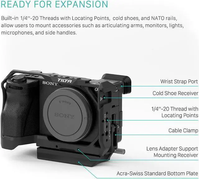 Alt view image 7 of 7 - Tilta Full Camera Cage Lightweight Kit for Sony a6700, Black
