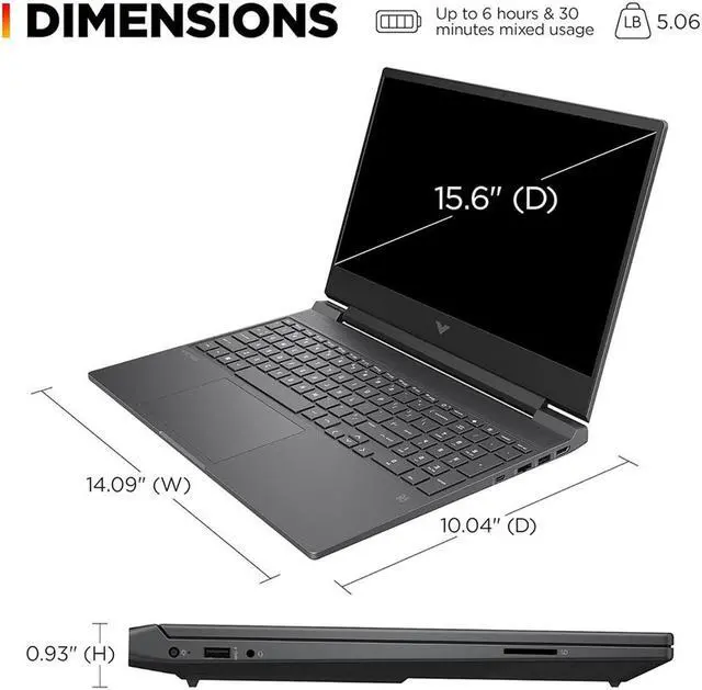 Alt view image 4 of 13 - HP VICTUS 15-fa1300nr 15.6" Gaming Laptop i5-12450H 8GB 512GB RTX4050 A05XLUAABA