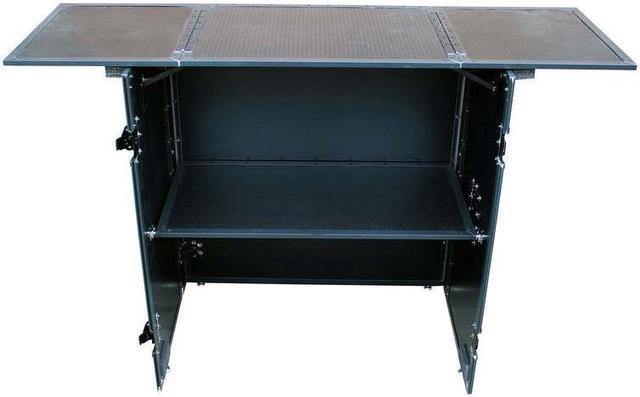Alt view image 8 of 13 - ProX XS-DJSTNBL Transformer Series DJ Folding Workstation Table - Fold Away W-Wheels | Black on Black