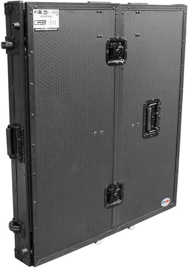 Alt view image 11 of 13 - ProX XS-DJSTNBL Transformer Series DJ Folding Workstation Table - Fold Away W-Wheels | Black on Black