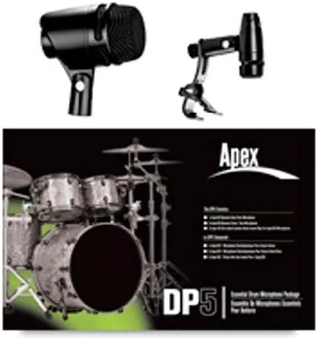 Main image of Apex Apex-DP5 Basic Drum Pack Includes Apex325 High Performance Bass Mic, Apex326 Rim Mounted Dynamic Snare/Tom