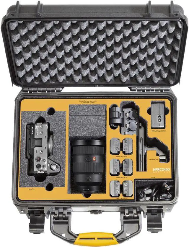 Alt view image 4 of 6 - HPRC 2400 Hard Case with Foam Insert for Sony FX3, Black with Yellow Handle