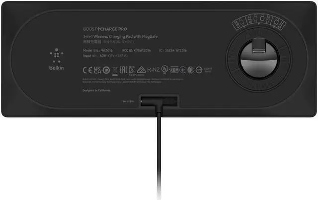 Alt view image 8 of 8 - Belkin 3-in-1 Wireless Charging Pad with Official MagSafe Charging 15W, Black