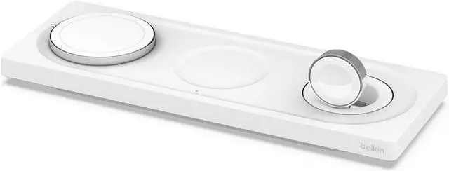 Alt view image 11 of 15 - BELKIN WIZ016TTWH BOOST CHARGE PRO White 3-in-1 Wireless Charging Pad with MagSafe